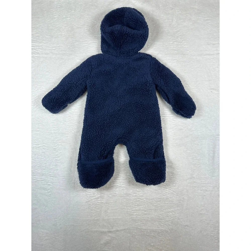 Nike Sherpa Fleece Bunting Baby 3M Navy Blue Hooded One Piece Footed